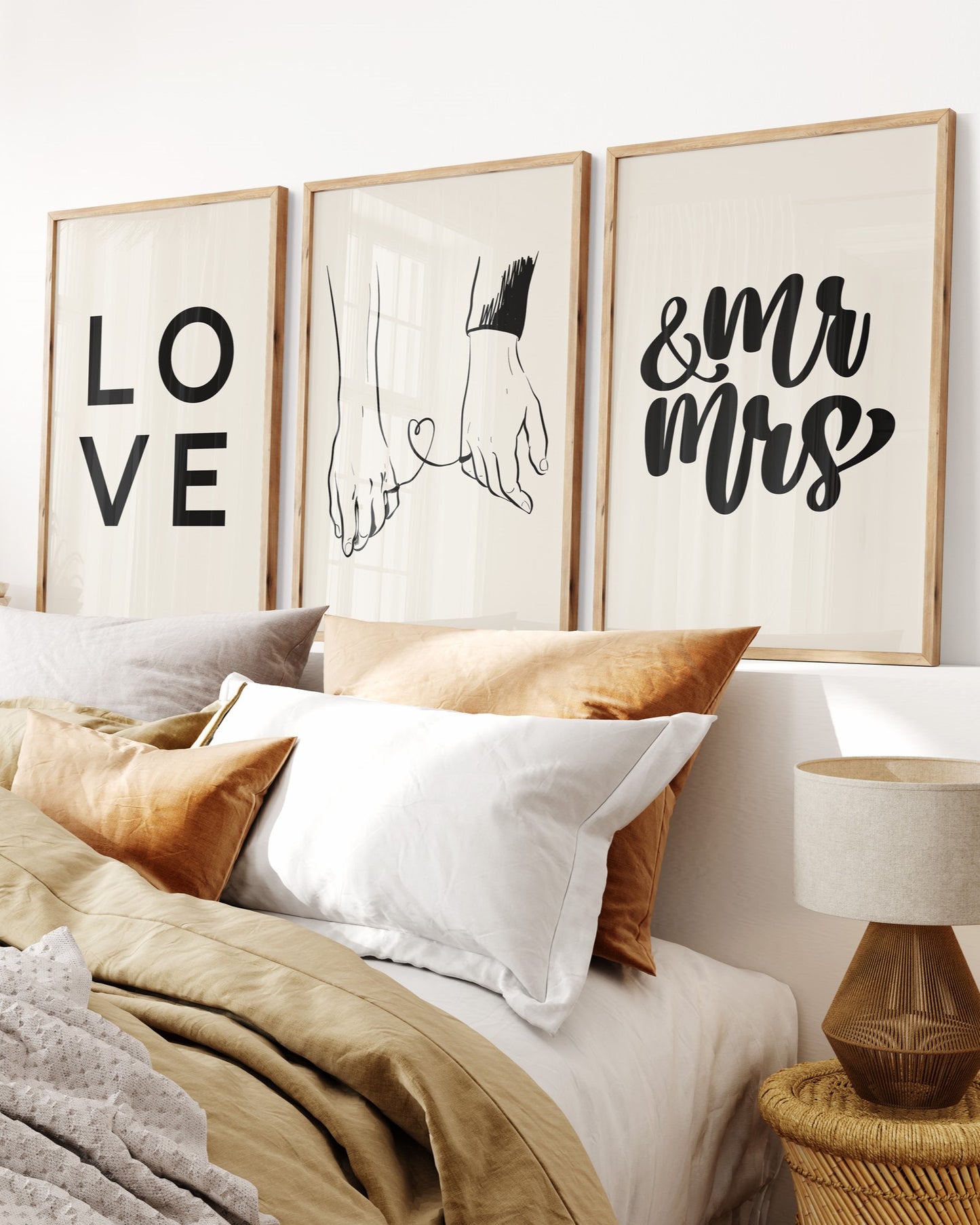 Set of 3 Love Wall Art, Mr and Mrs Wall Art