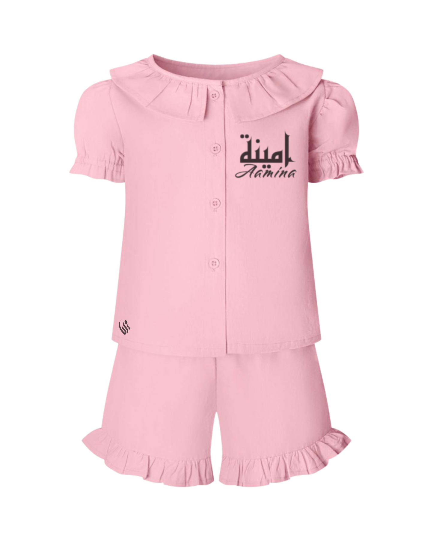 Personalised Linen T-Shirt & Short Frill Set