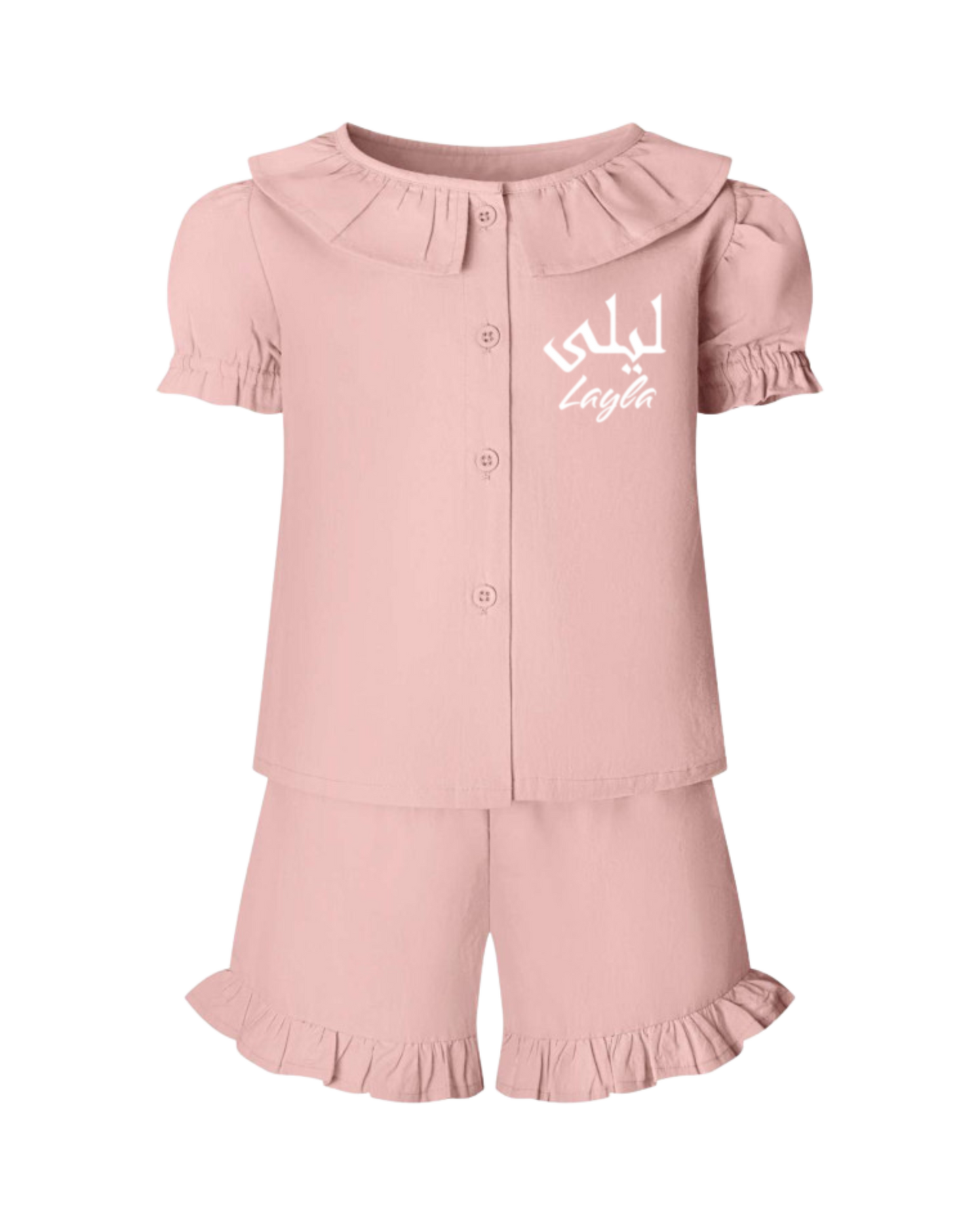 Personalised Linen T-Shirt & Short Frill Set