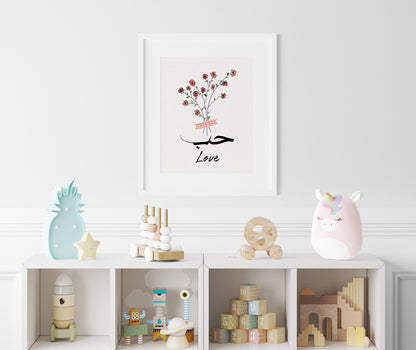 Hubb Love Floral Botanical Islamic Wall Art