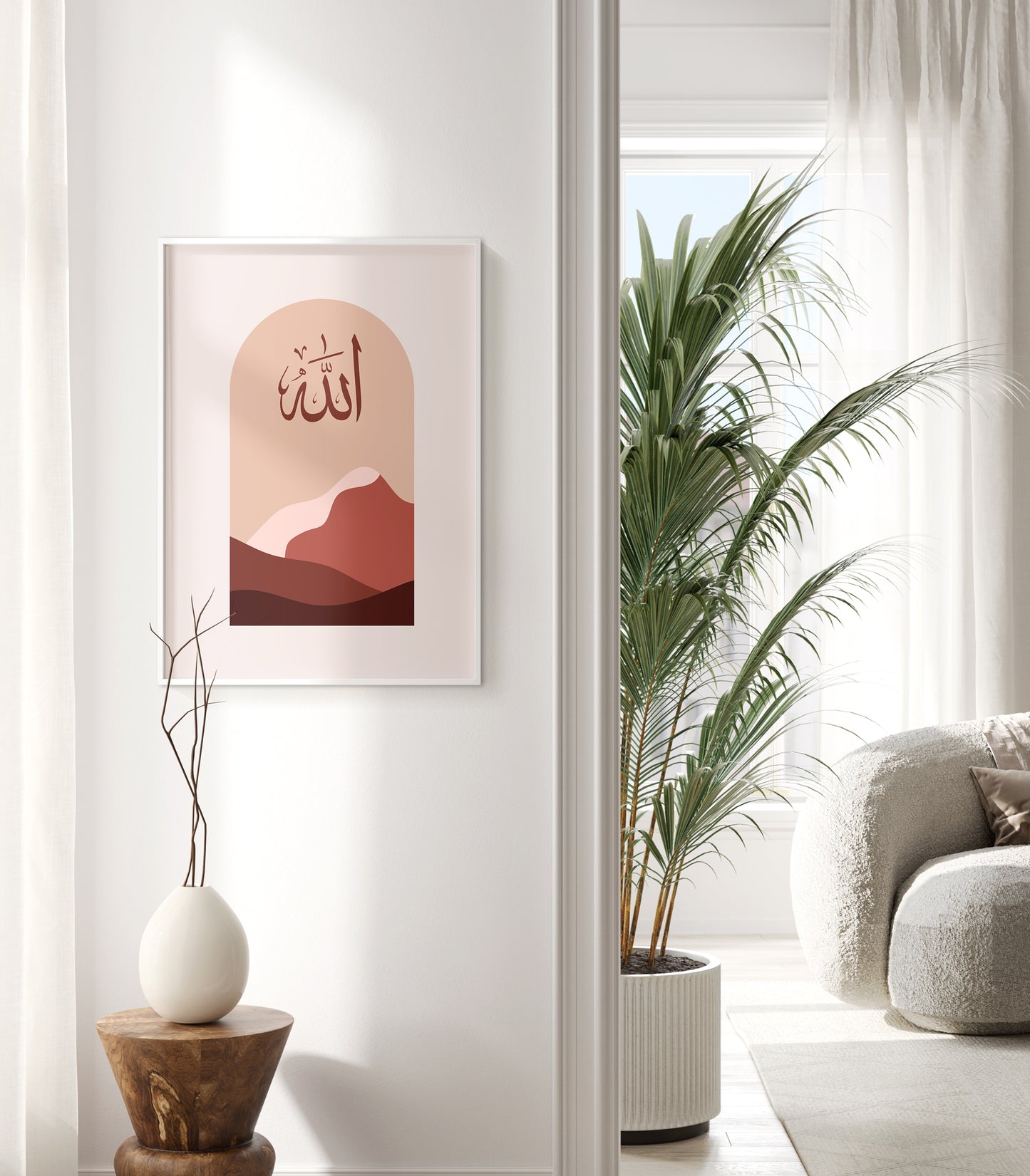 Digital Download, Set of 3 Posters, Islamic Wall Art Set, Landscape Wall Prints, Boho Living Room Decor, Serene Landscapes, Maroon Landscape