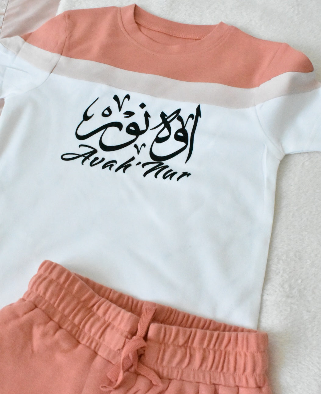 Custom Block T-shirt & Shorts Set In Pink/White