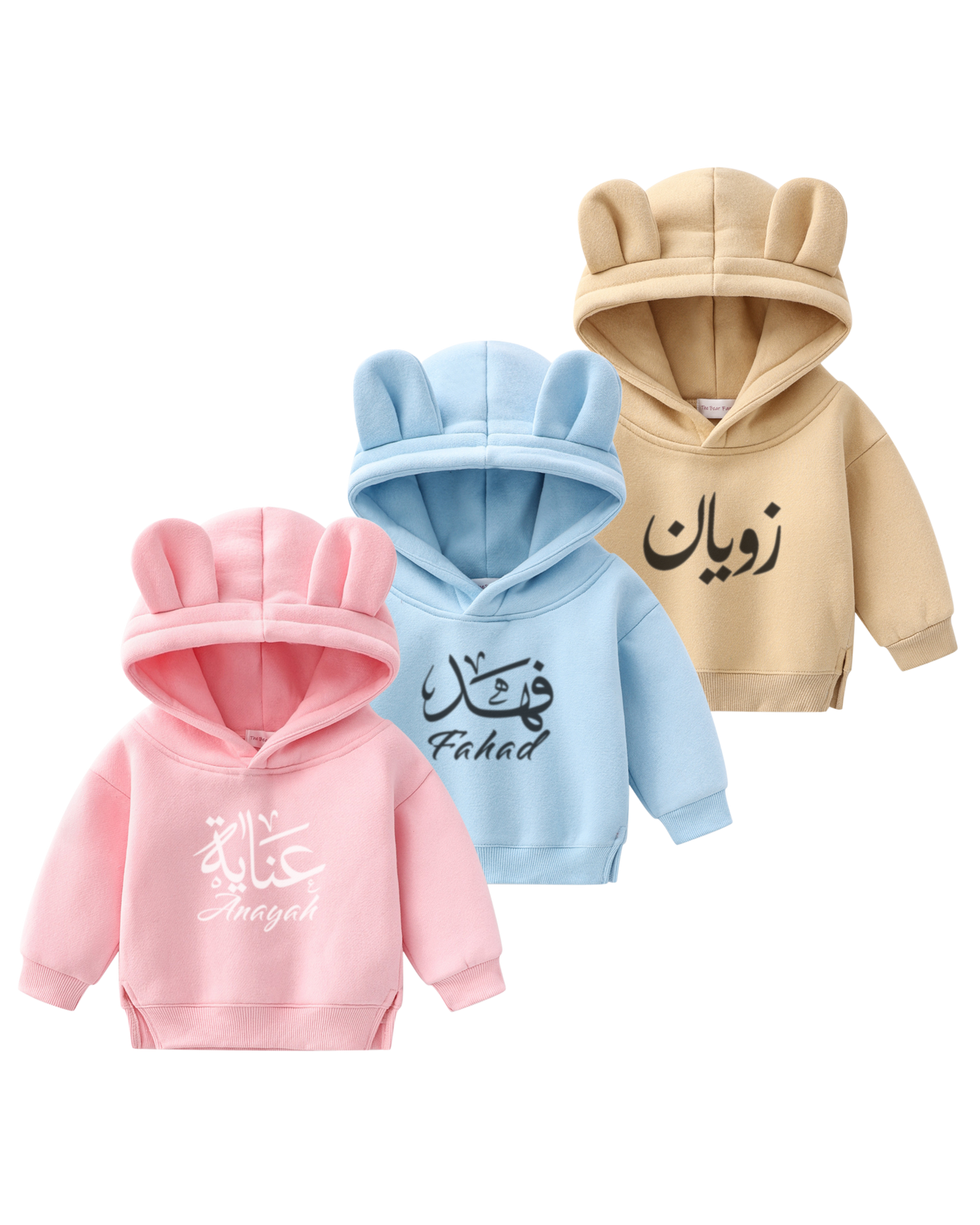 Personalised Bear Ear Pastel Hoodie