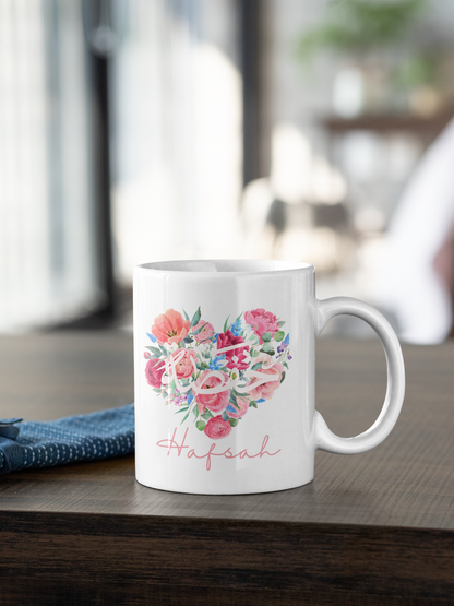 Personalised love Heart Arabic Mug