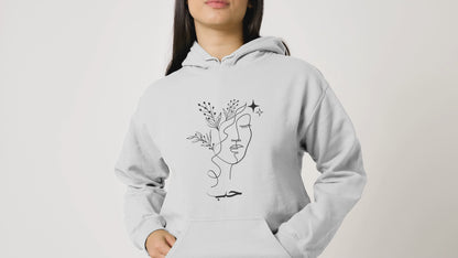 Floral Face Love Hubb Arabic Hoodie-Black