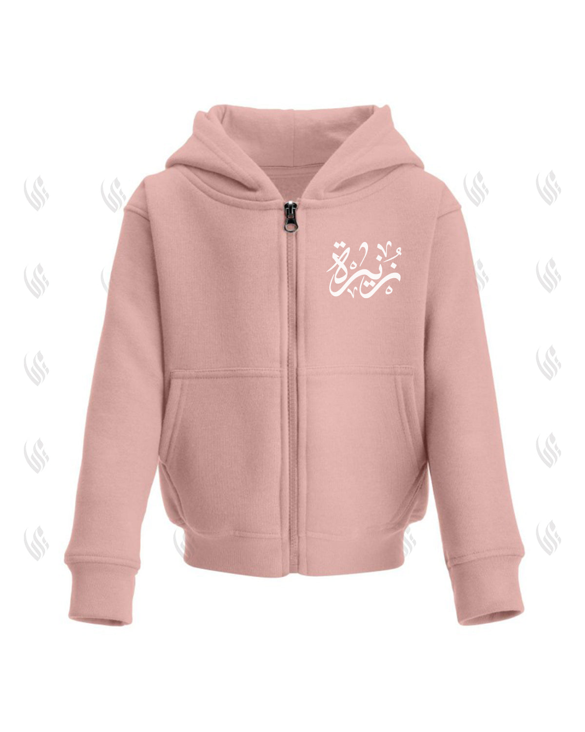 Custom PINK Kids Arabic Zip Hoodie