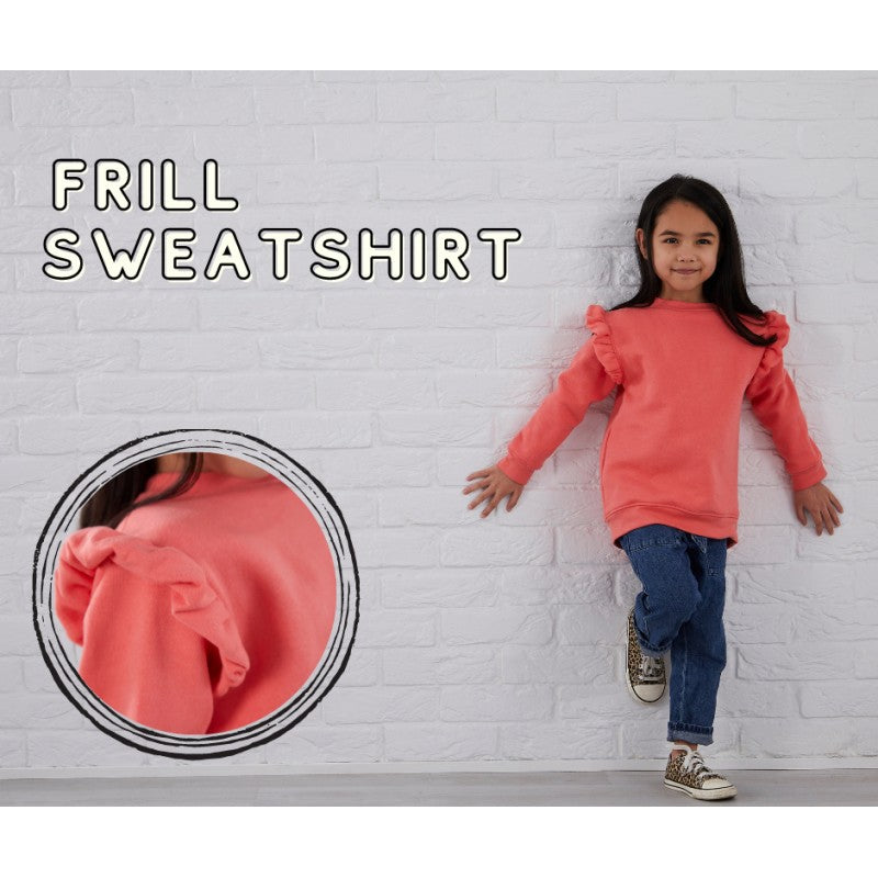 Custom CORAL RED Girls Arabic Frilled Sweatshirt